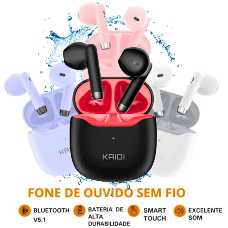 Fone de Ouvido Sem Fio Bluetooth 5,1 Kaidi 771 Original Para Sua Academia Corrida IPX4 prova agua - 3