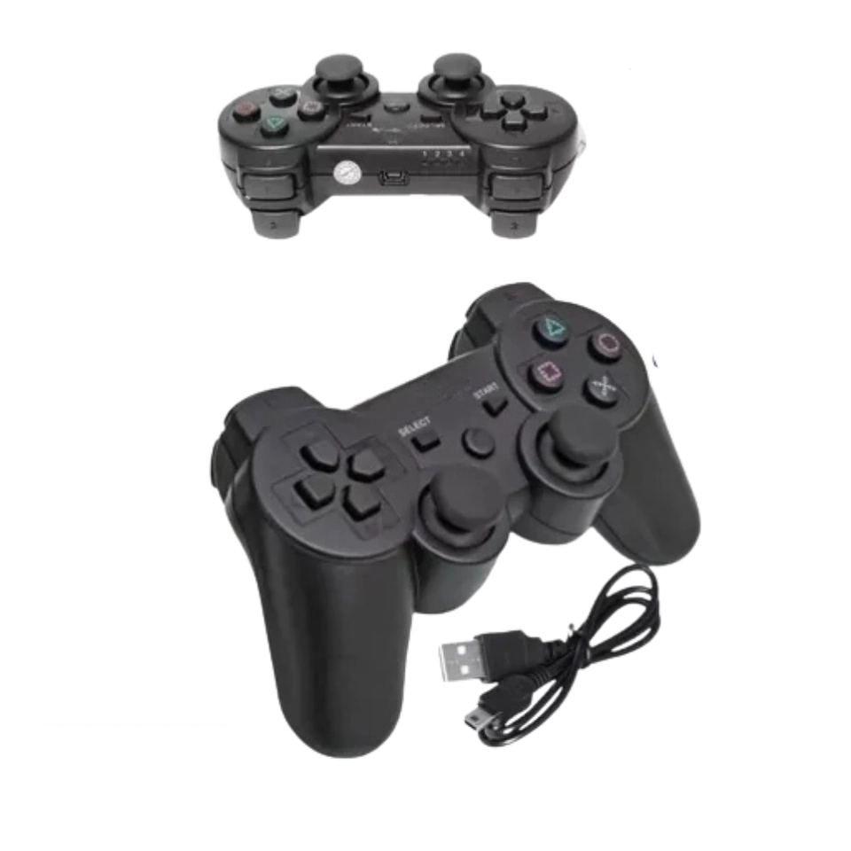 Controle Sem Fio Joystick Para Ps3 + Cabo Carregador Preto - 2