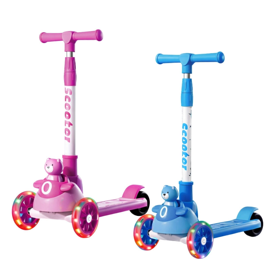 Patinete infantil 3 rodas com led ajustável scooter dobrável menino menina - 4