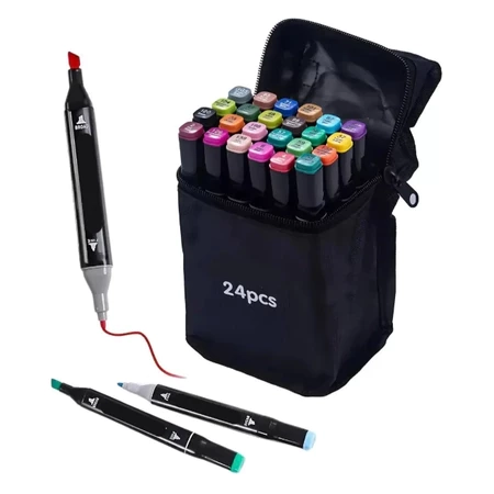 Kit Canetinhas Coloridas Ponta Dupla 24 peças - 1