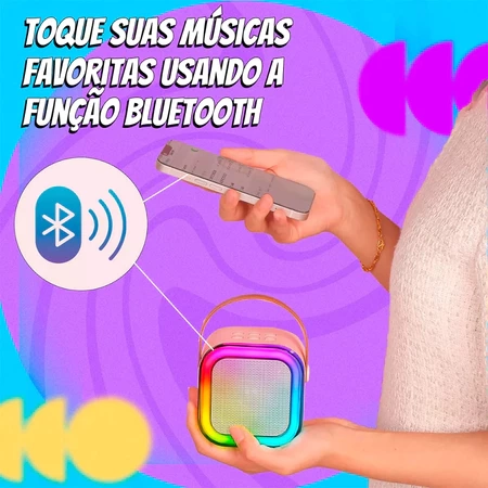 Karaoke Caixa De Som Com 2 Microfones Sem Fio Com Alto-Falante Bluetooth Brincadeira Para A Família Karaokê - 4
