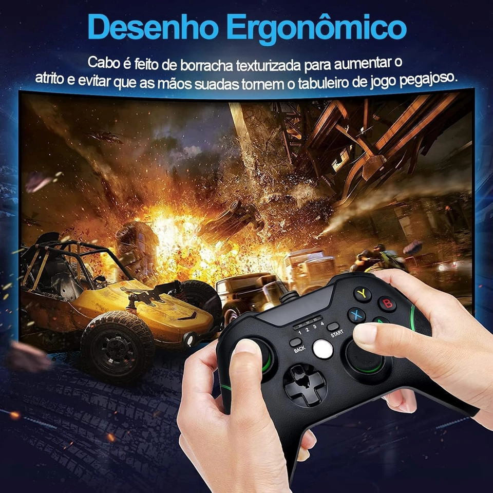 Controle Xbox One Pc Usb com fio Joystick compativel para xbox - 8
