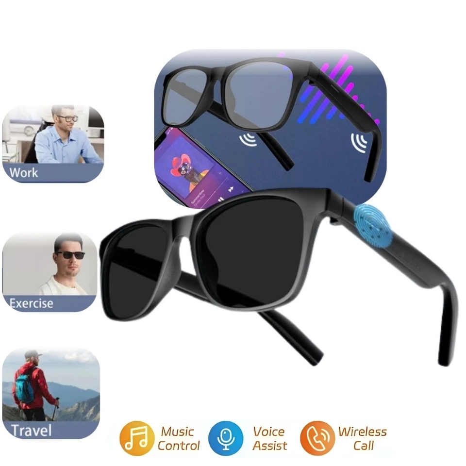 Óculos De Sol Inteligentes LAXASFIT : Esportes Ao Ar Livre Falantes Bluetooth Com Luz Anti-Azul E Proteção UV Para Todos - 1