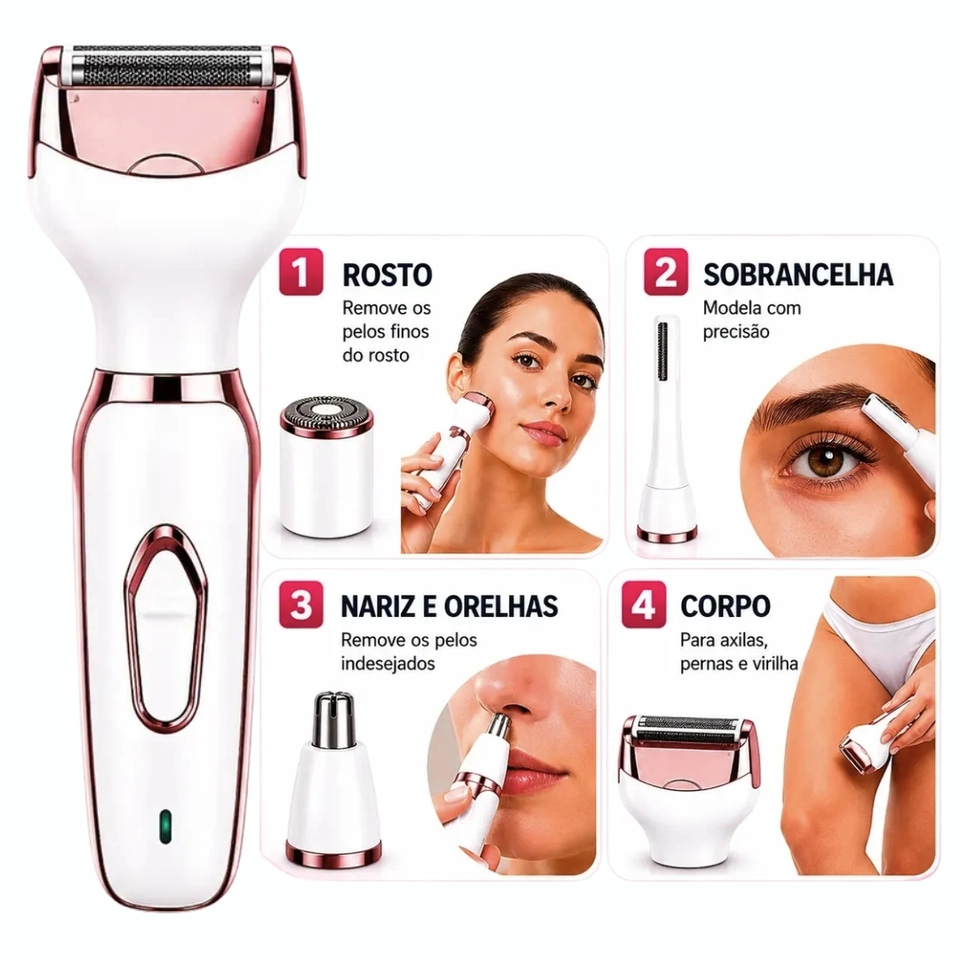 Depilador elétrico feminino 4 em 1 depilador a laser depilador de nariz laser depilação tira pelo caneta depiladora modelo 2026 - 6