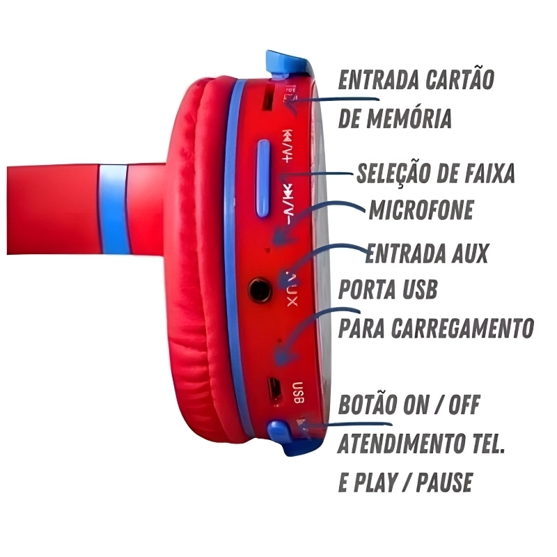 Fone de ouvido Bluetooth Sem Super Mario Cartoon headphones JB MA-1 - 5