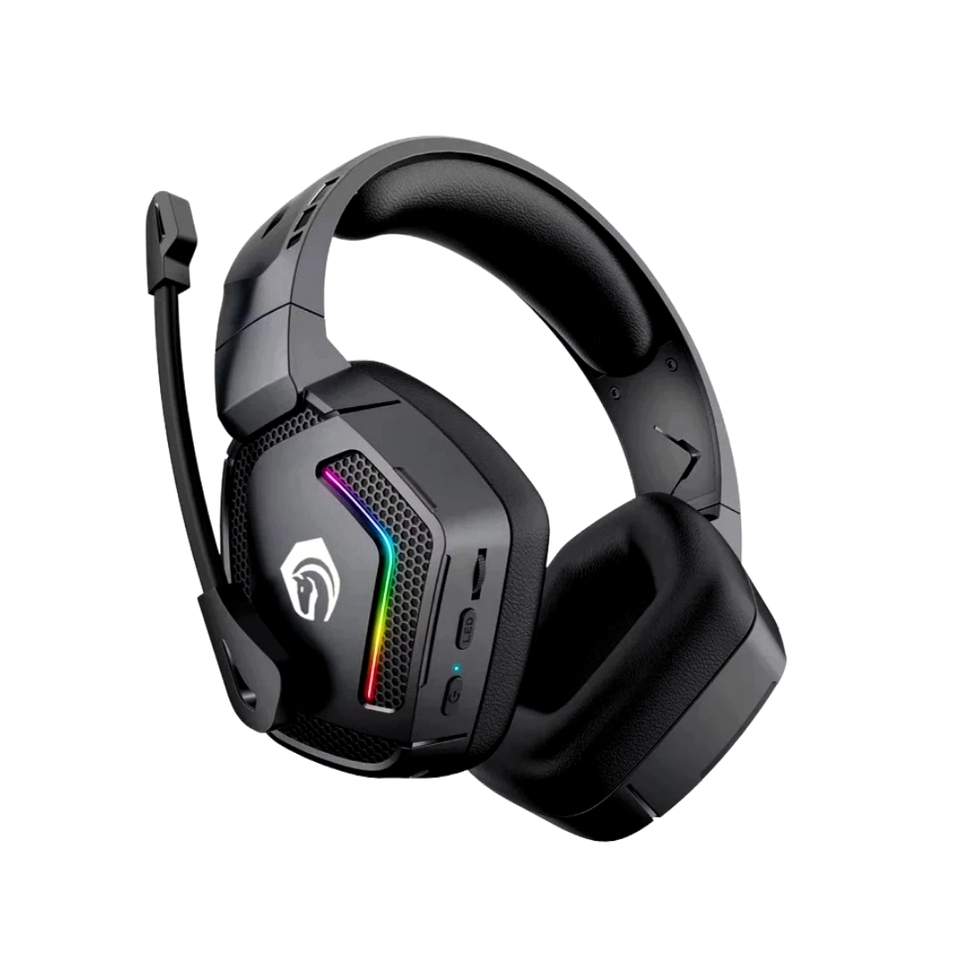 Fone Headset gamer sem fio Bluetooth Com Microfone Original H'maston SNS12 Luz RGB - 3