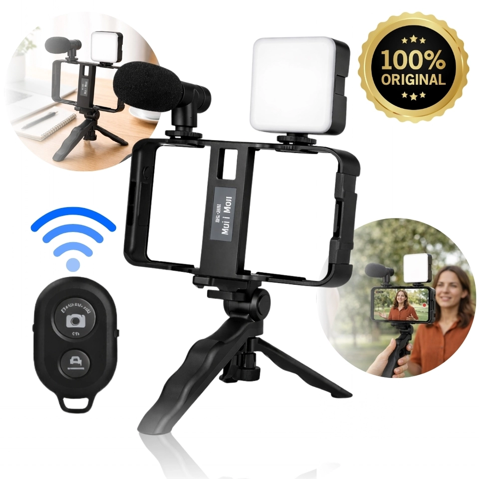 Estabilizador de Mão Tripé kit 5 em 1 gimbal Microfone Celular Gravação De Vídeo - 1
