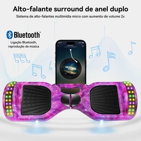 Hoverboard Infantil Skate Elétrico 6.5" Led Bluetooth Bateria De Grande Capacidade Endurance Forte - 6