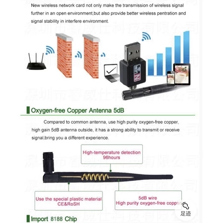 Adaptador Wifi Usb 2.0 802.11n Com Antena Sem Fio 1800 Mbps - 2