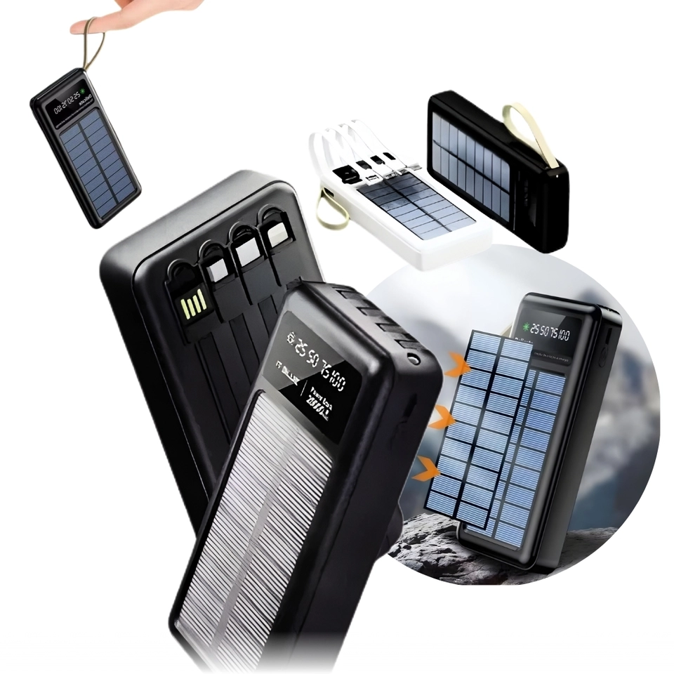 Power Bank Solar Original IT-BLUE 10000mAh com Lanterna LED Cabos Tipo C iOS e Micro USB - imagem 1