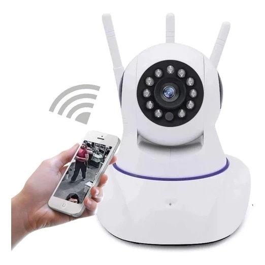 câmera iP robô 3 antenas wifi visão noturna full HD 360º microfone áudio babá eletrônica robozinho sem fio app yoosee - 1