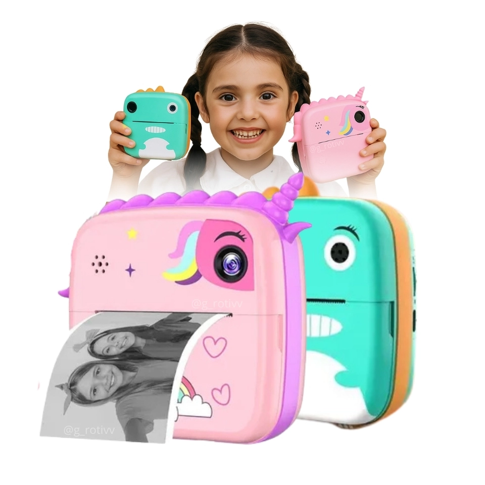 Câmera Instantânea Divertida Infantil Tira Imprimi Foto Na Hora De Verdade Filmadora Full Hd Criança Presente Com Jogos Modelo Dinossauro Swave - 1