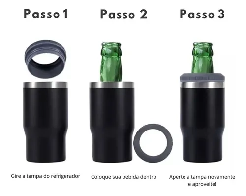 Copo Térmico Long Neck 420ml Cerveja Latinha Abridor Inox - 7