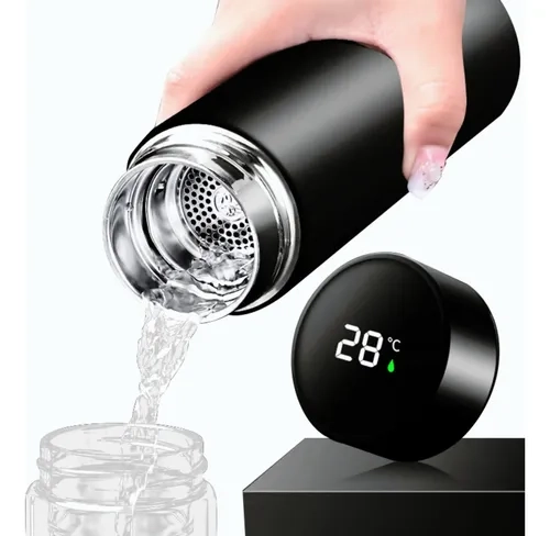 Garrafa Térmica Em Aço Inox Com Termômetro Led Digital 500ml - 1