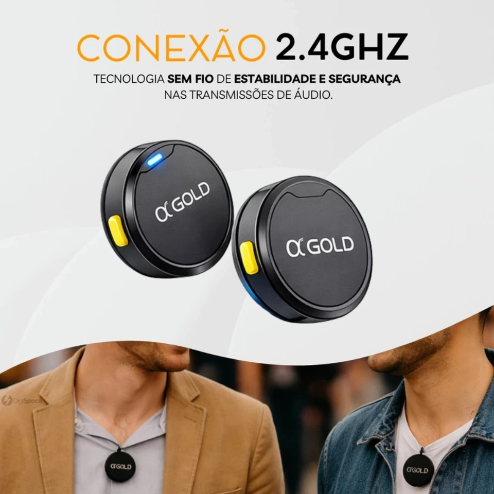 Microfone de lapela duplo redondo magnético A’Gold 2 em 1 iphone tipo c discreto entrevista podcast video - 3