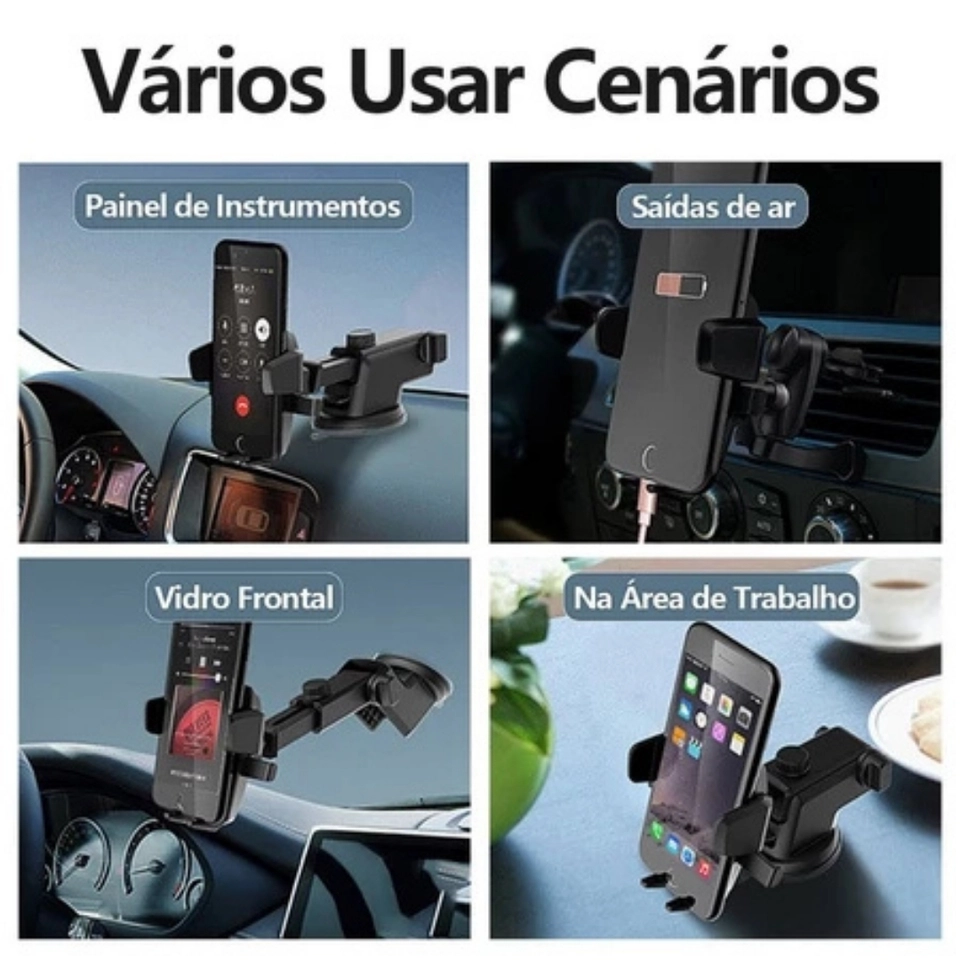 H'maston CJ-02 Suporte Celular GPS Veicular Carro Universal Automóvel Saída Grampo Ajustável 360° - 4