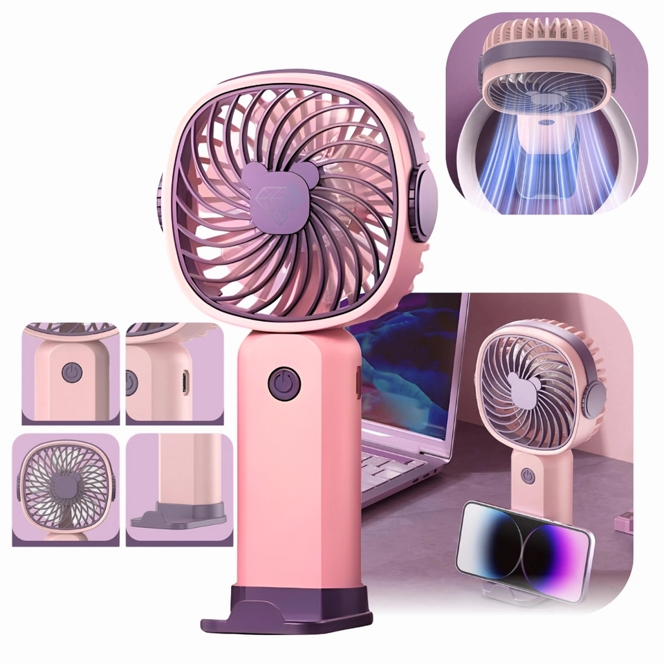 Mini Ventilador Recarregável Portátil De Mão Mesa Usb 3 velocidades - 1
