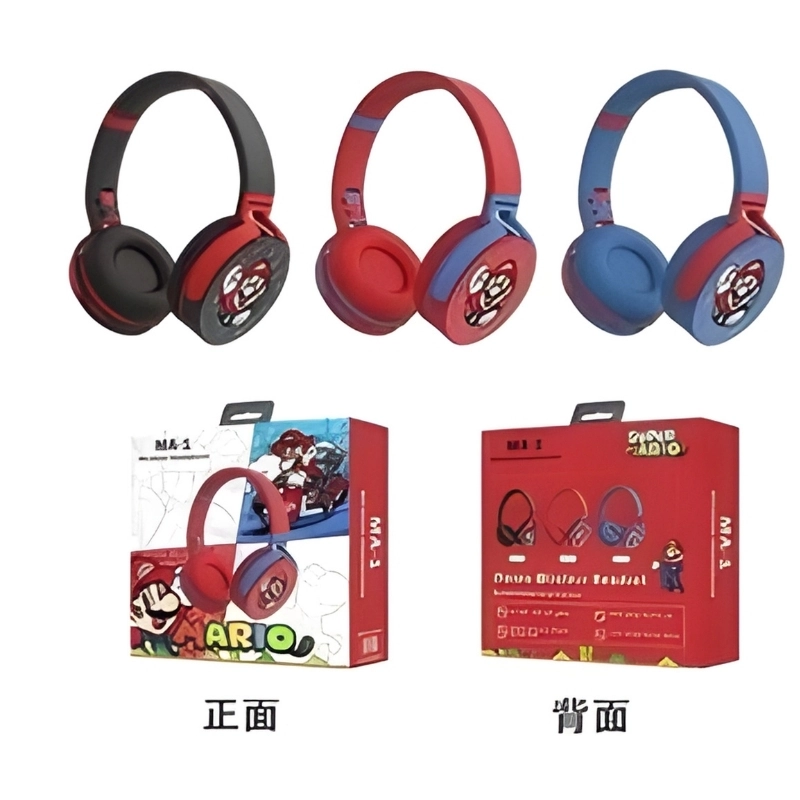 Fone de ouvido Bluetooth Sem Super Mario Cartoon headphones JB MA-1 - 6