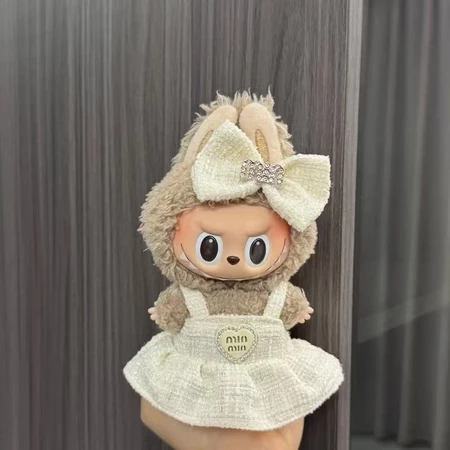  Labubu Boneca com Roupas : 17cm Primeira Geração e Segunda Geração Vinil e Chaveiro de Pelúcia Boneca Vestir Terno e Acessóri - 5