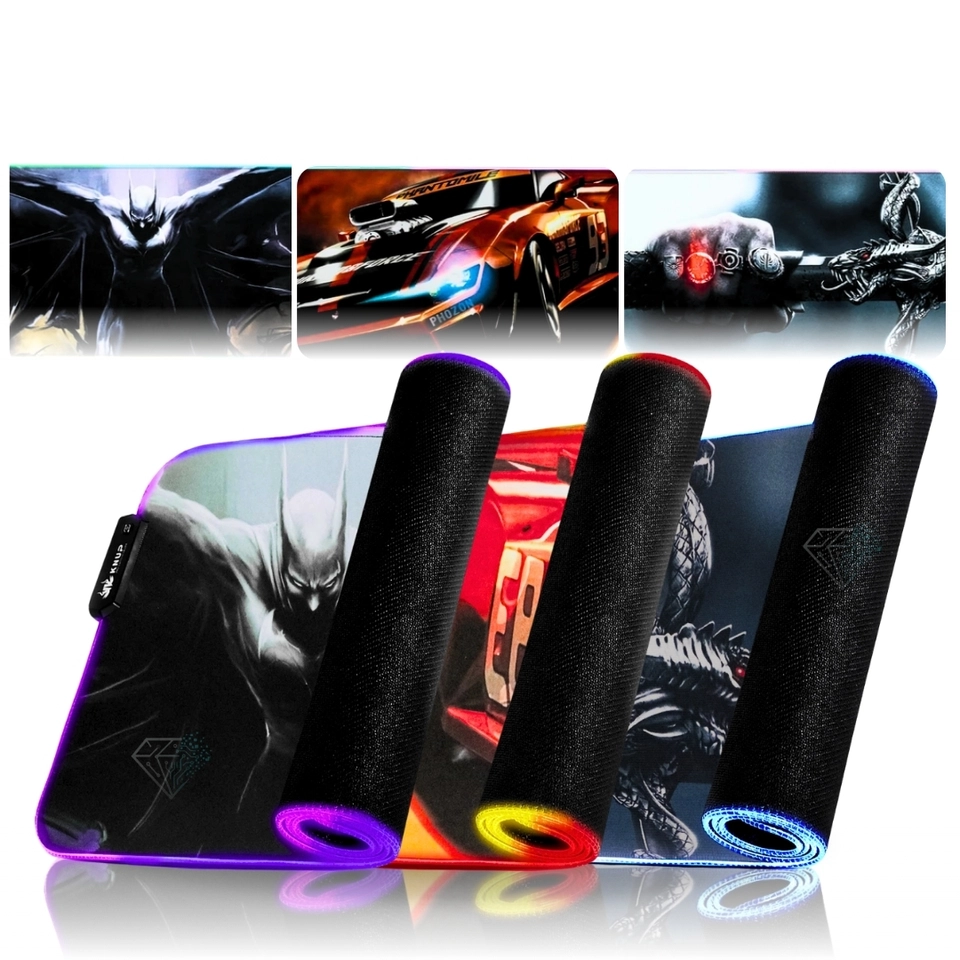 Mousepad Gamer LED RGB 80x30cm Base Borracha Superfície Tecido USB Antiderrapante - imagem 1