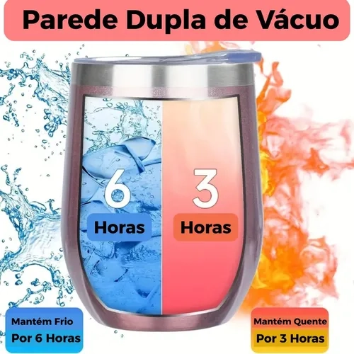 Copo Térmico Tampa Aço Inox Tipo Cuia Parede Dupla Caixa - 3