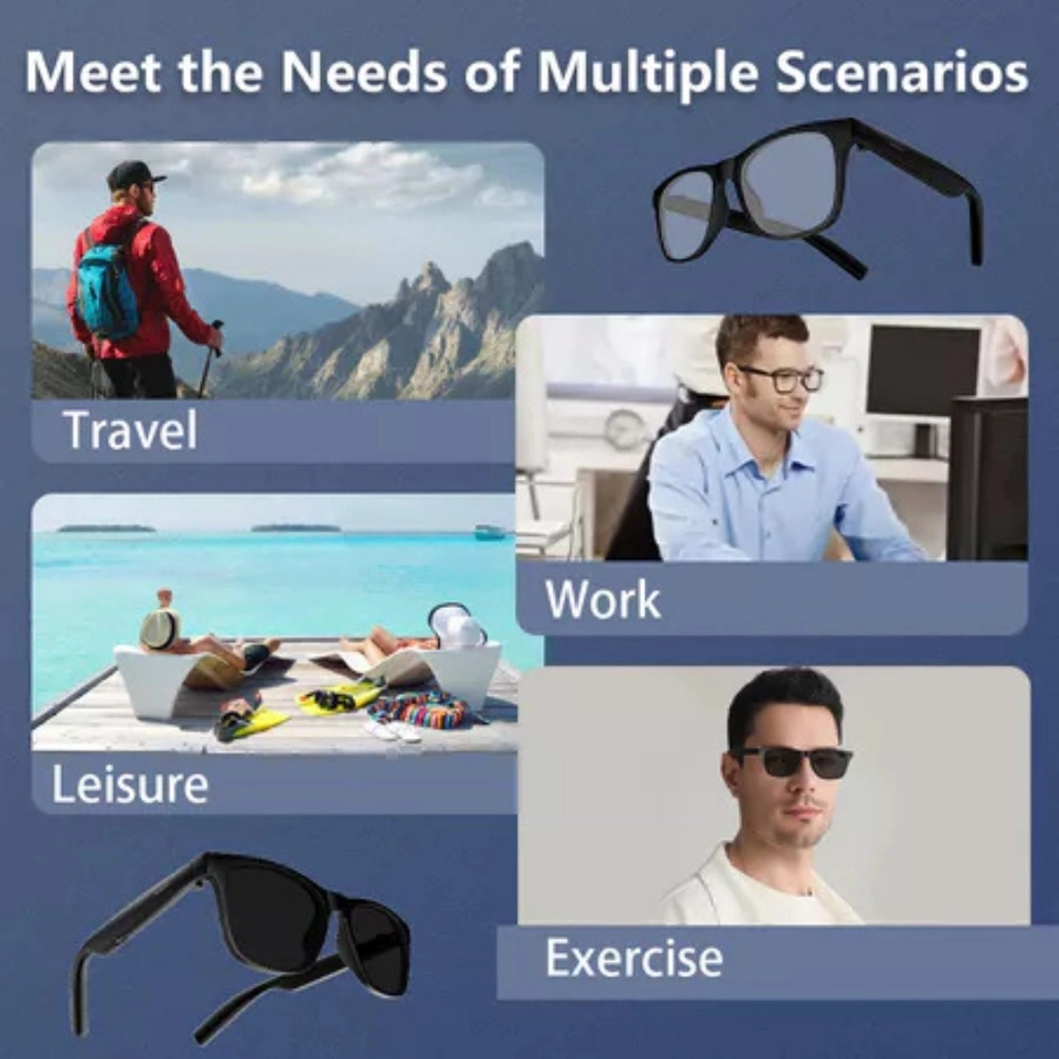 Óculos De Sol Inteligentes LAXASFIT : Esportes Ao Ar Livre Falantes Bluetooth Com Luz Anti-Azul E Proteção UV Para Todos - 2