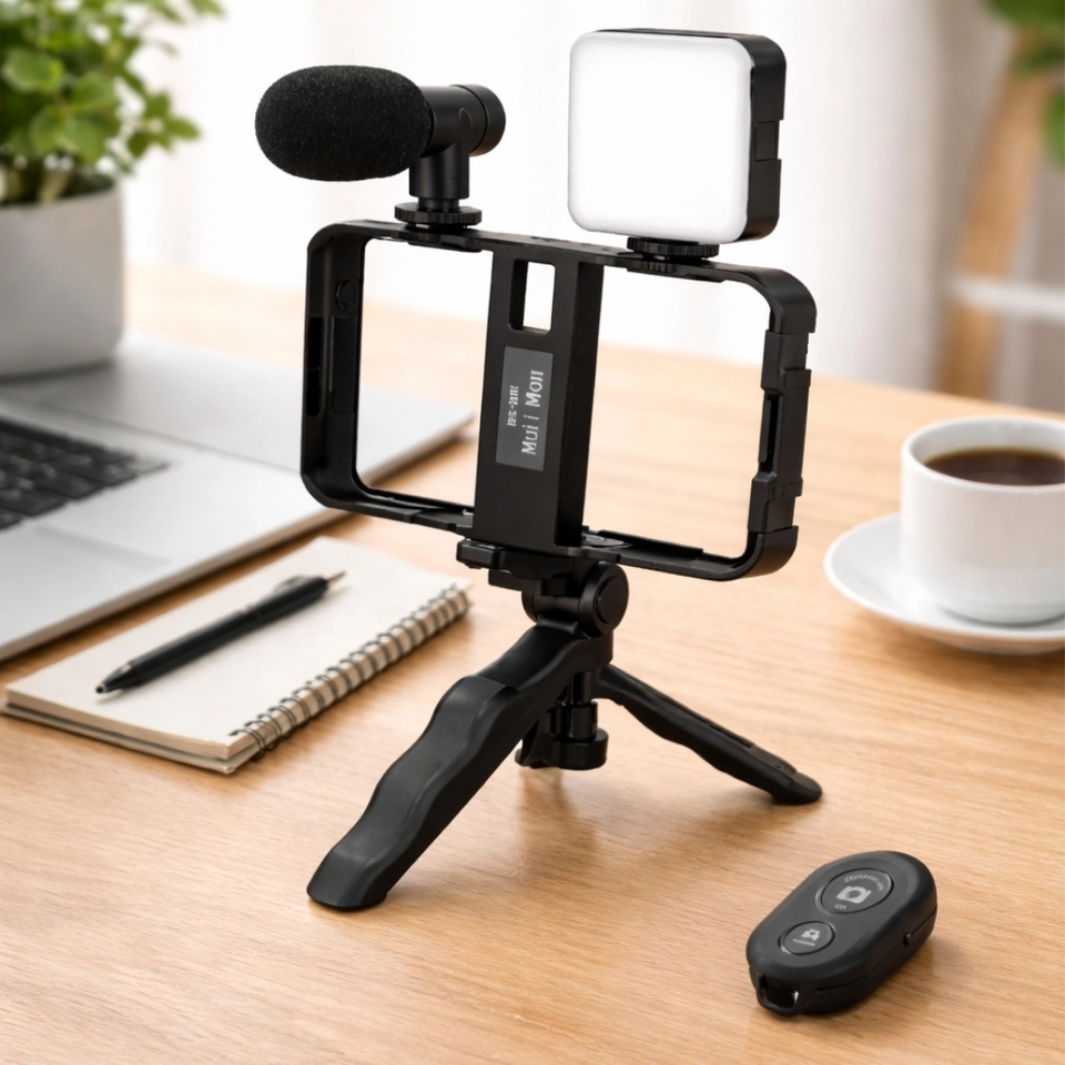 Estabilizador de Mão Tripé kit 5 em 1 gimbal Microfone Celular Gravação De Vídeo - 2