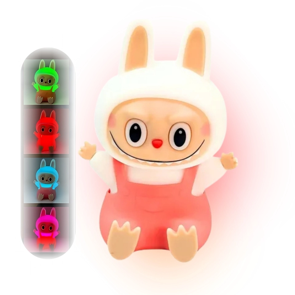 Luminária Abajur De Silicone Infantil Rgb Labubu - 1