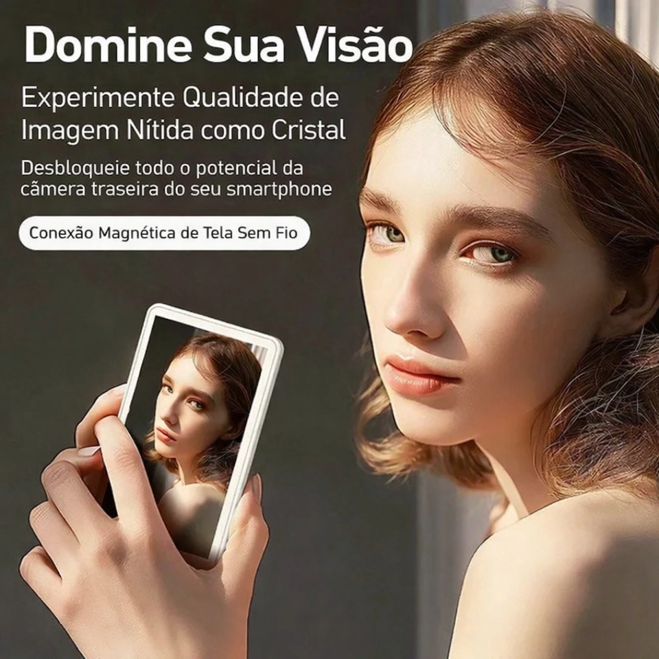 Tela Magnética Monitor Para Celular Sem Fio Smartphone Selfie Vlog Gravação - 2