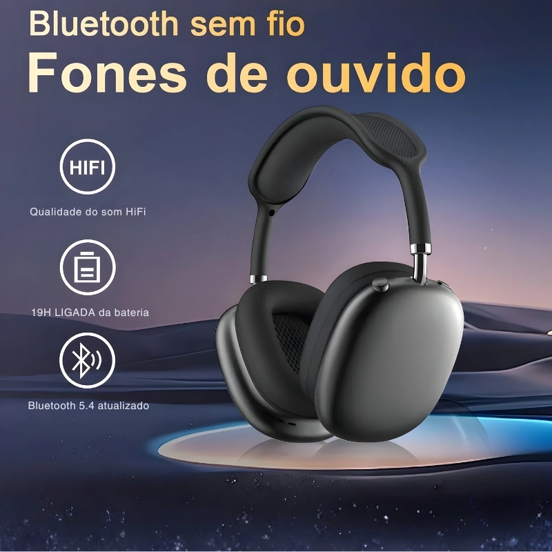 Fone De Ouvido Bluetooth Kaidi  KD-753 5.4 Corrida Regulável Entrada 68h Cor Preto e Branco - 2