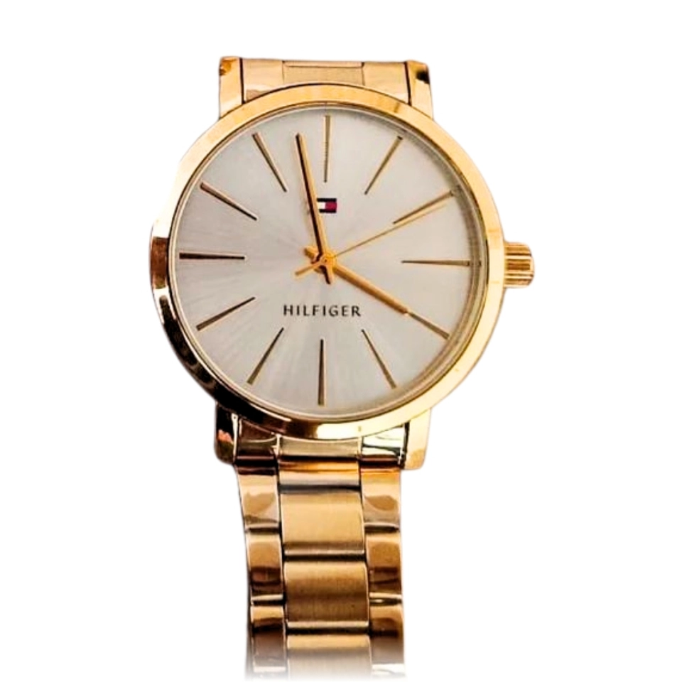 Relógio Masculino Minimalista Social Elegante Pulseira Dourada Mostrador Preto - imagem 2