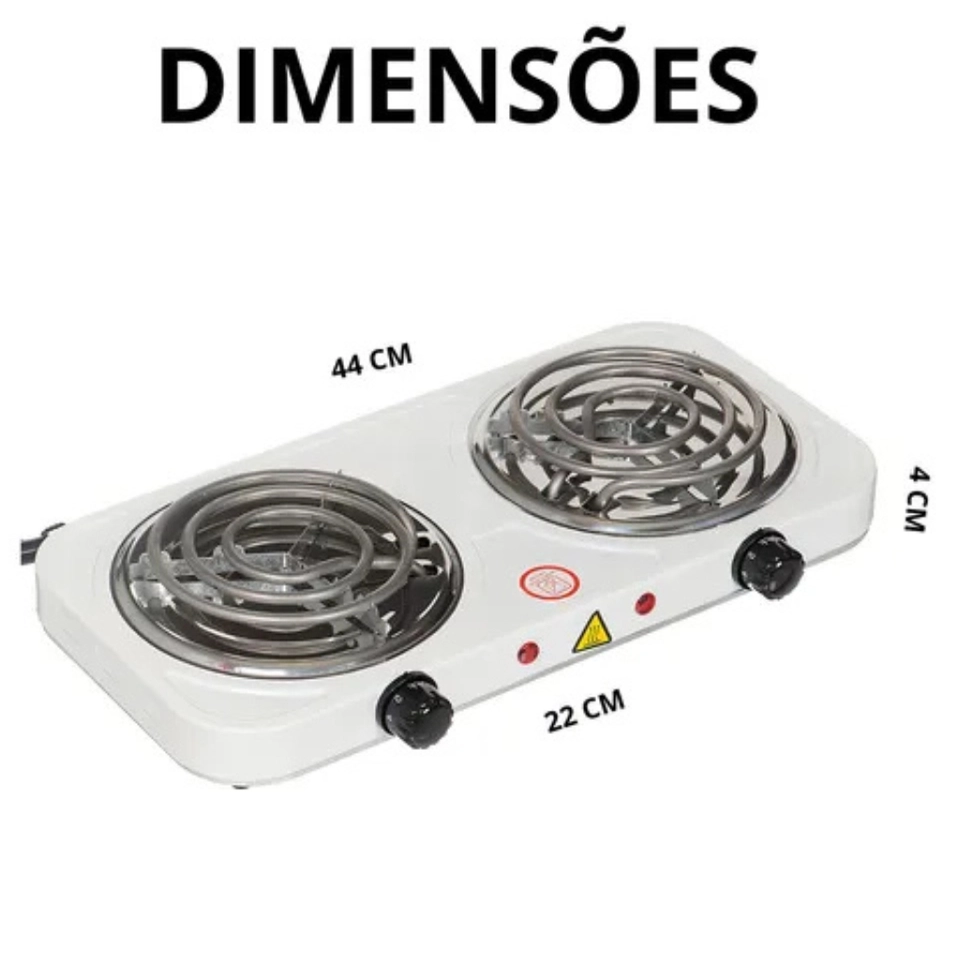 Fogão Elétrico 2 Bocas Fogareiro Portátil 2000w Camping Cor Branco - 3