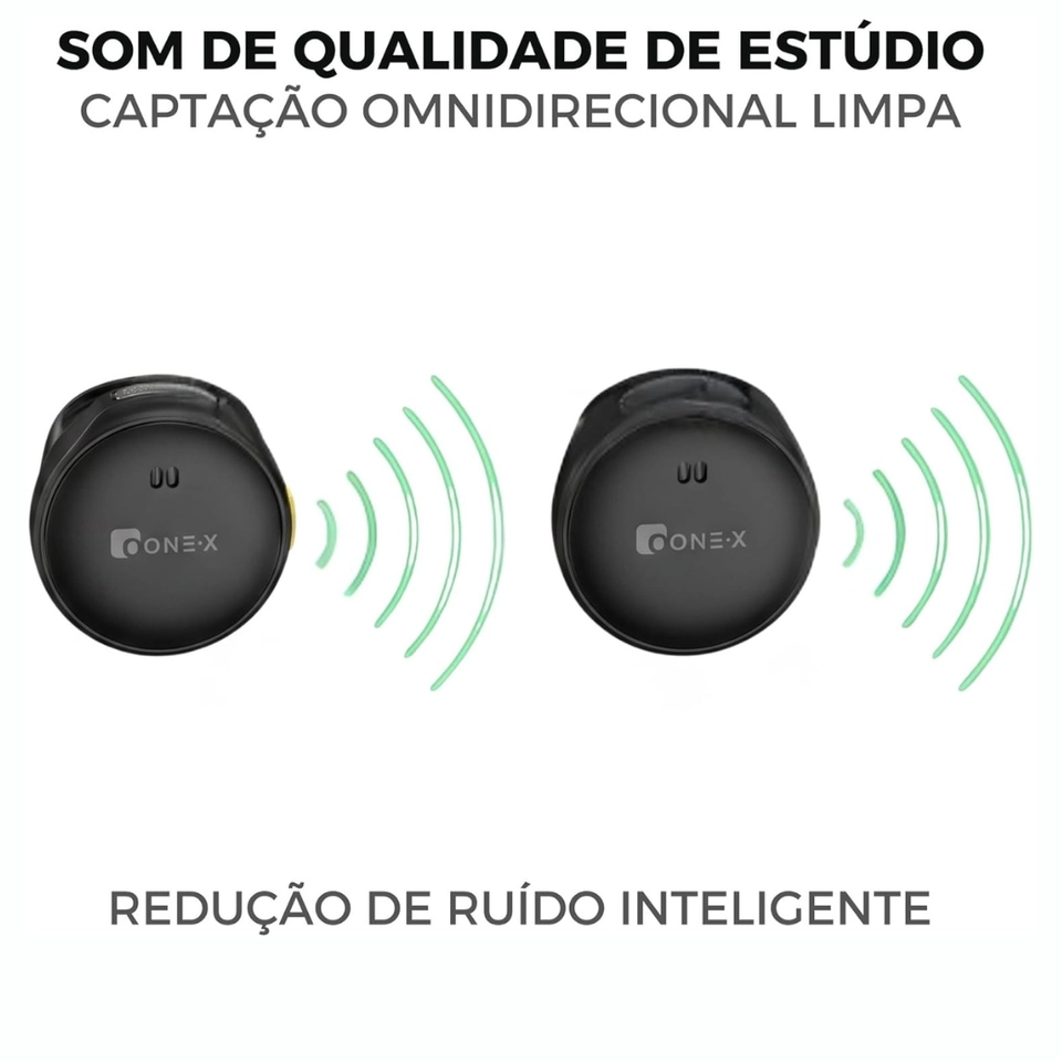 Microfone Lapela Redondo Sem Fio Com Case de Carregamento Duplo ONEX Profissional Portátil – Littjining Compatível com iPhone 5/6/7/8/9/X/XR/XS/11/12/13/14 - 8