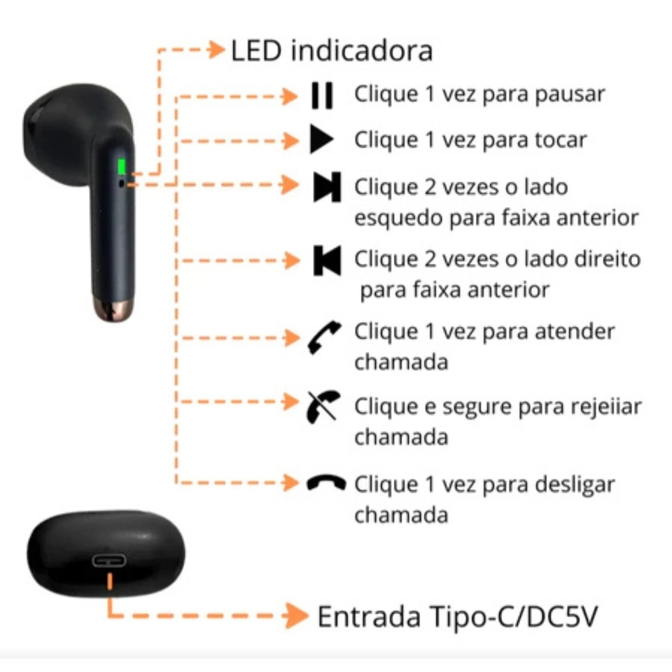 Fone de Ouvido Sem Fio Bluetooth 5,1 Kaidi 771 Original Para Sua Academia Corrida IPX4 prova agua - 4
