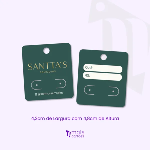 Tag para Brinco + Corte para Argolinha 4,2x4,8cm