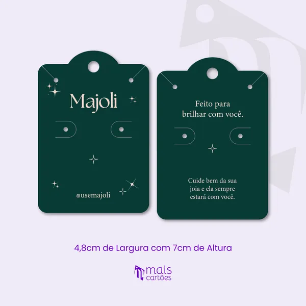 Tag Para 1 Par de Brincos + Colar 7x4,8cm