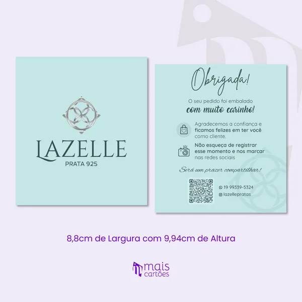 Cartão de Agradecimento 8,8x9,94cm