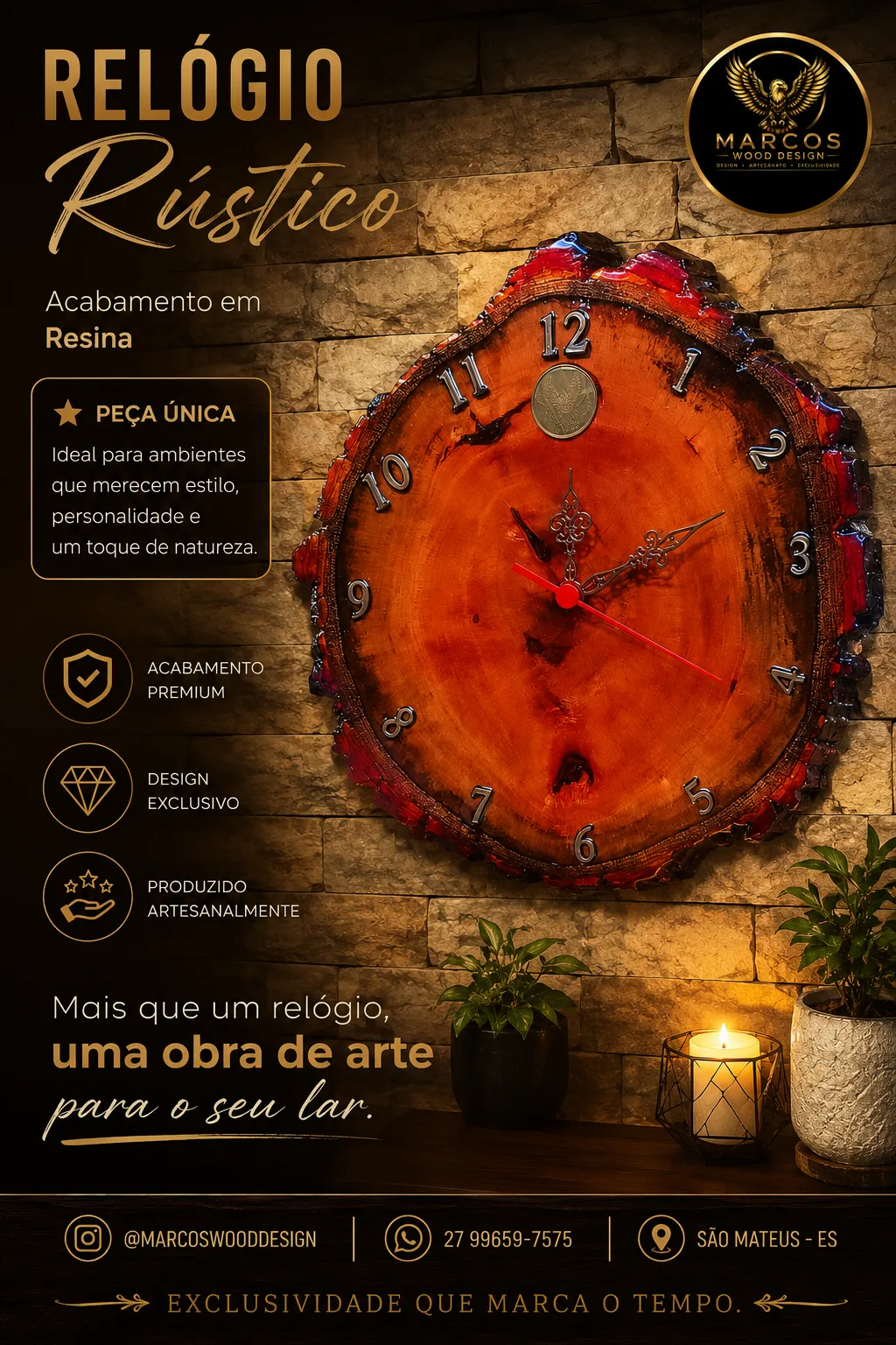 Relógio Rústico Tix - 1