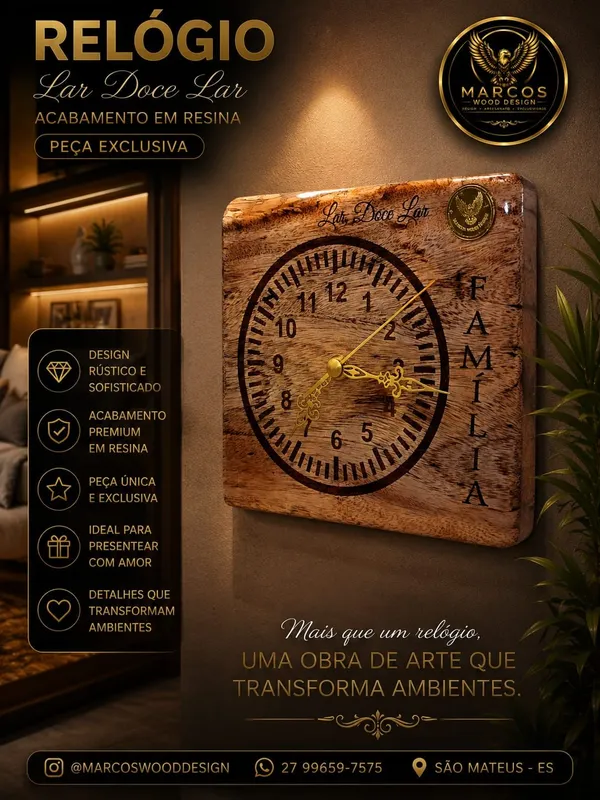 Relógio Rústico Lar Doce Lar Premium 