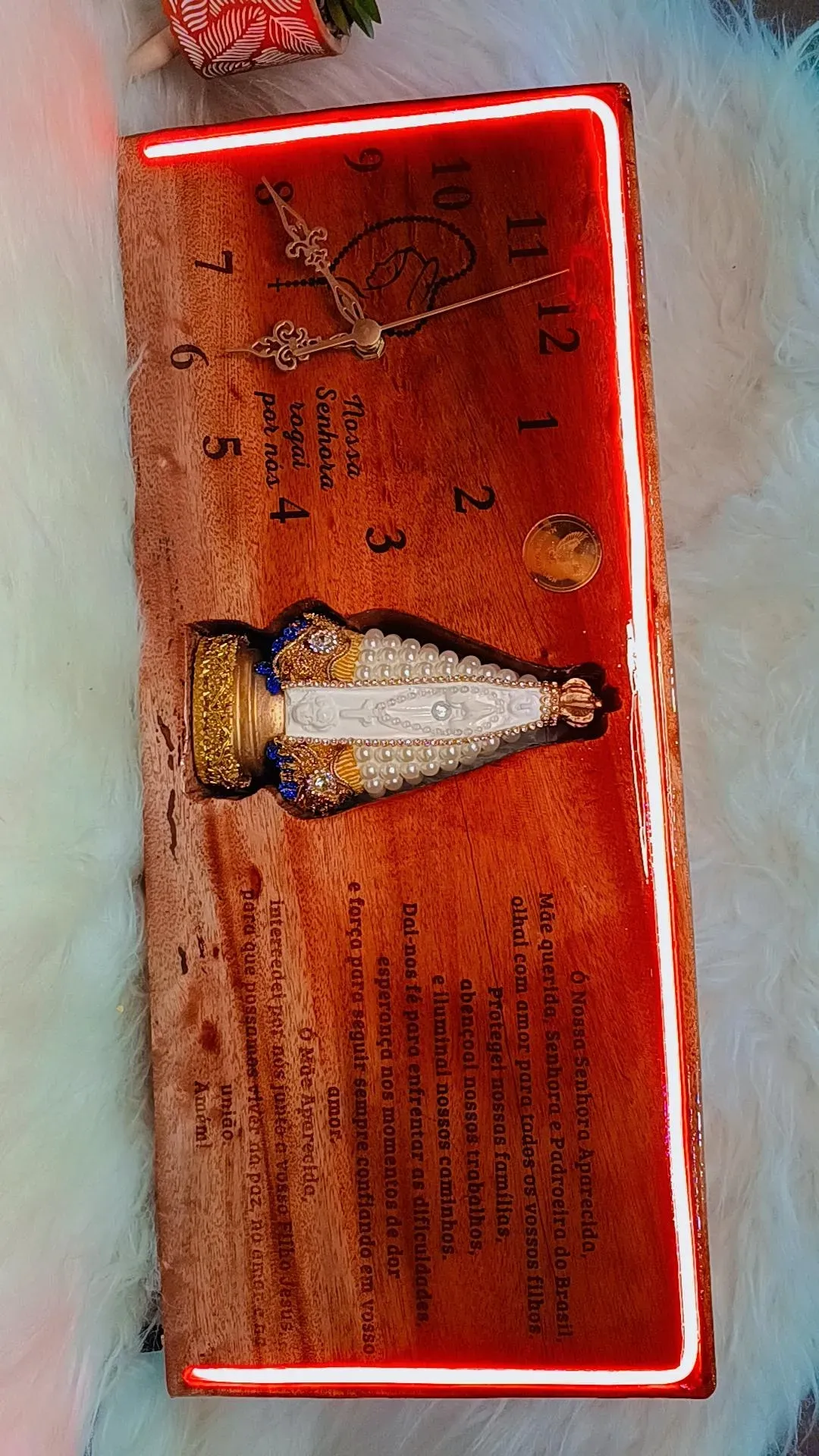 Relógio Rústico Nossa Senhora Aparecida em Madeira de Lei  - 6