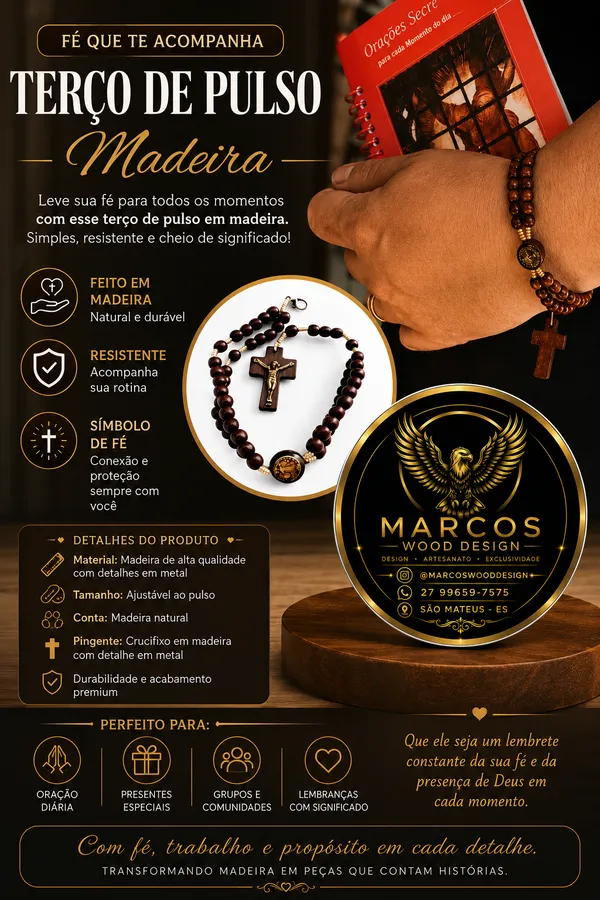 Terço de Pulso em Madeira