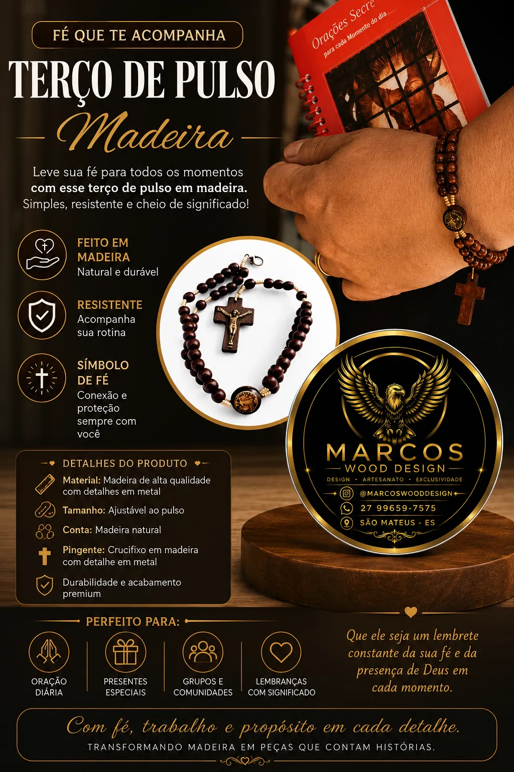 Terço de Pulso em Madeira - 1