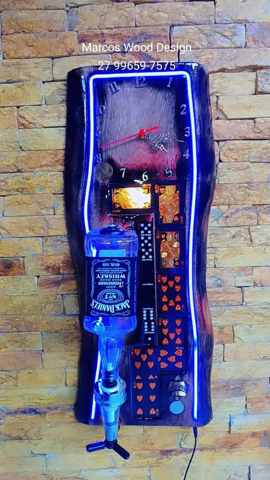 Porta Bebidas Prime LED Azul – Relógio, Dosador e Abridor Magnético - 2