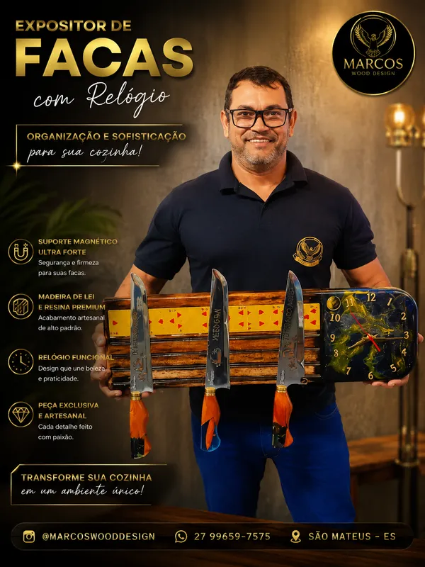 Expositor de Facas com Relógio 