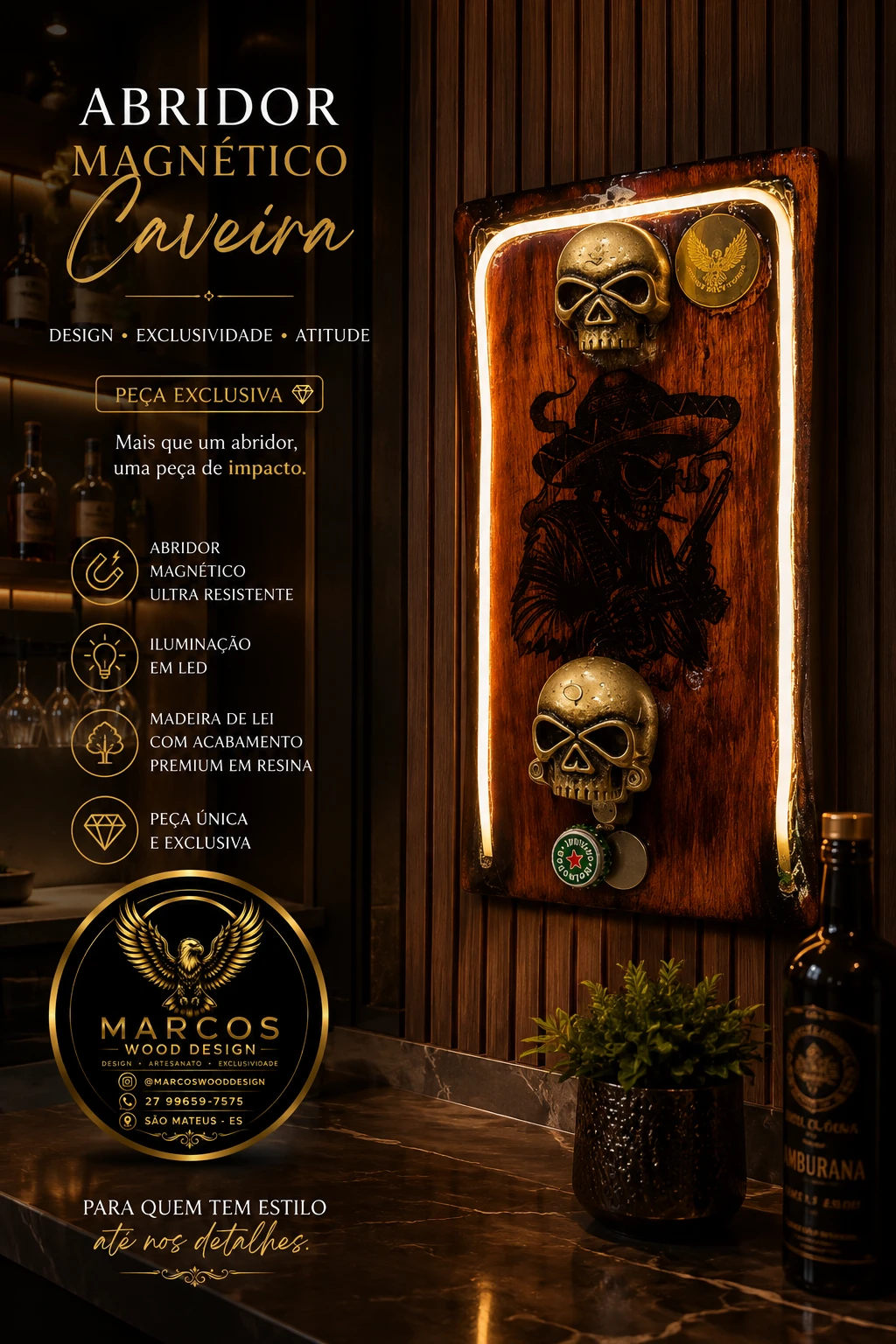 Abridor Magnético Caveira com Led - 1