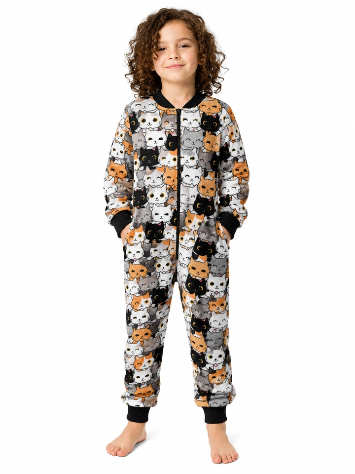 Macacão Unissex Fleece Peluciado Premium Gatinhos - 7