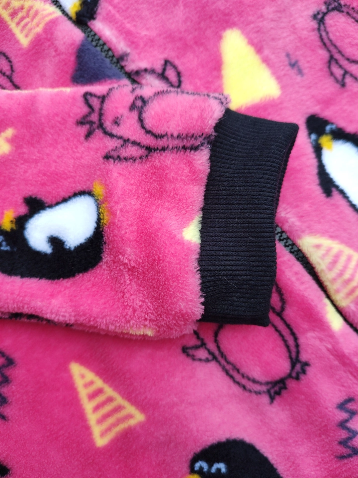 Macacão Fleece Peluciado Pinguim Pink  - 5