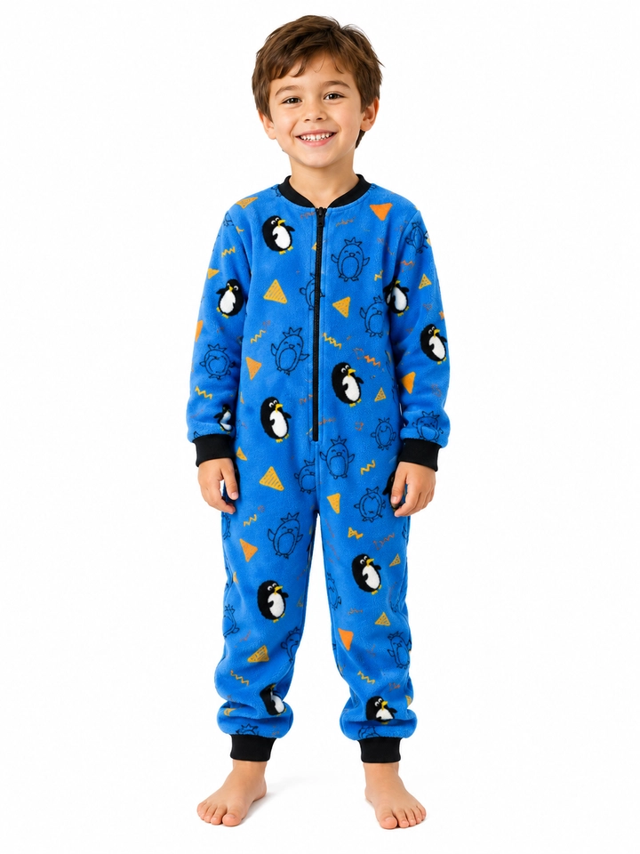 Macacão Fleece Peluciado Pinguim Azul - 7