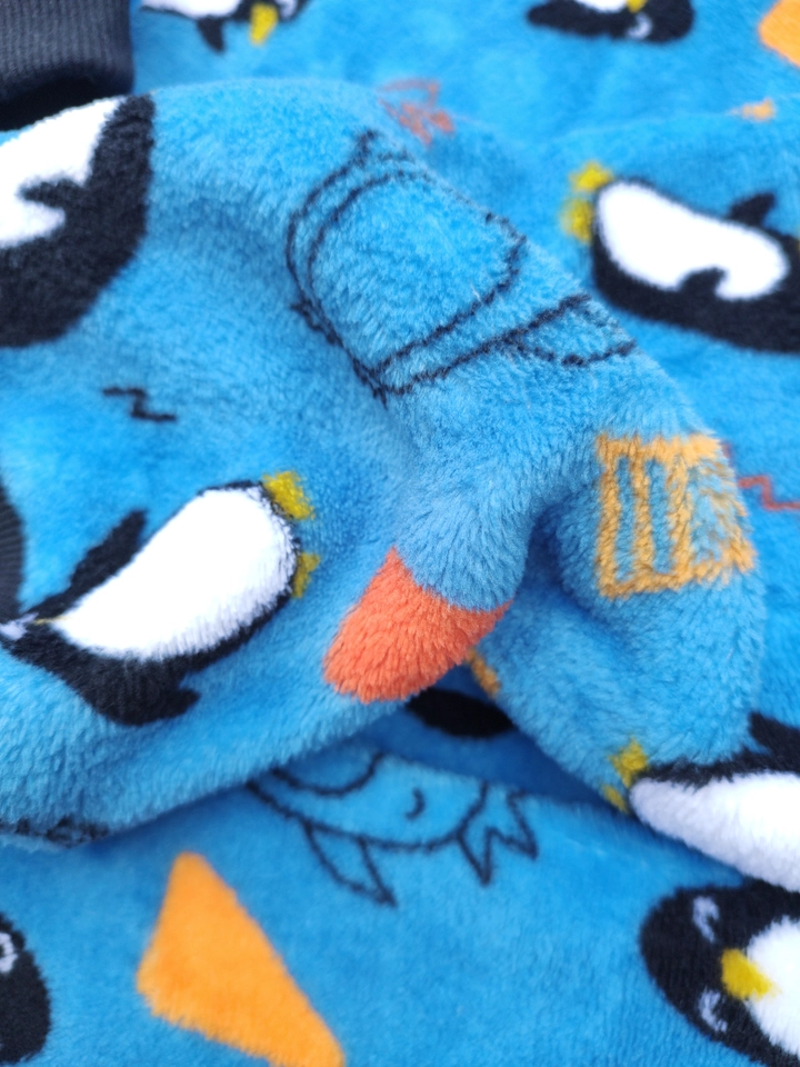 Macacão Fleece Peluciado Pinguim Azul - 6
