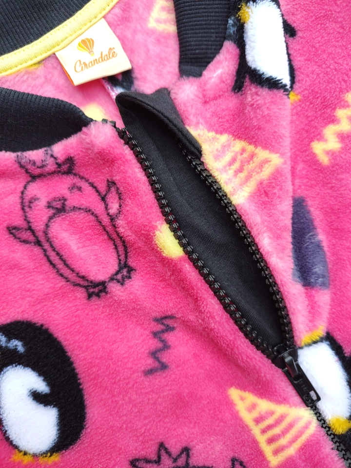 Macacão Fleece Peluciado Pinguim Pink  - 3